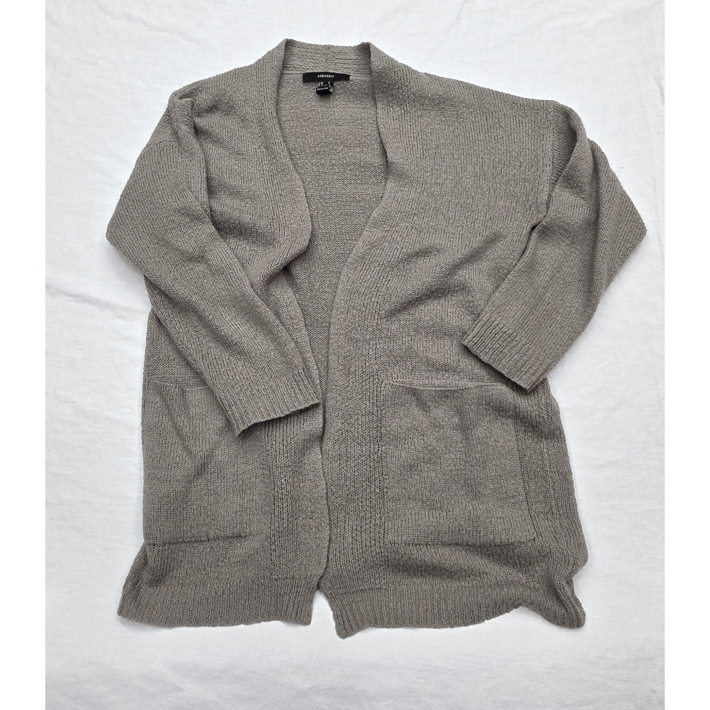 Forever‎ 21 Gray Crochet Knit Women's Cardigan Longsleeve Size Small